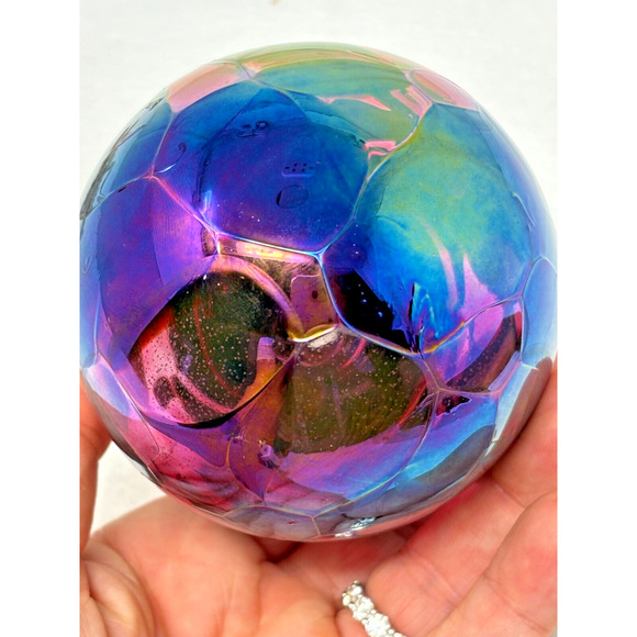 Glass Ornament Glass Hand Blown Friendship Ball Large 4" iridescent Colors - Picture 3 of 5